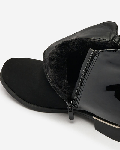 Royalfashion Černé dámské kozačky se zirkony Overlissa