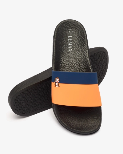 Royalfashion Oranžové a tmavě modré dámské gumové žabky Lierigs