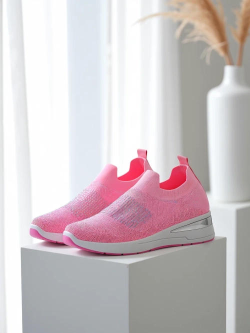 Royalfashion Жіночі wedge кросівки без застібки з стразами Qelavise