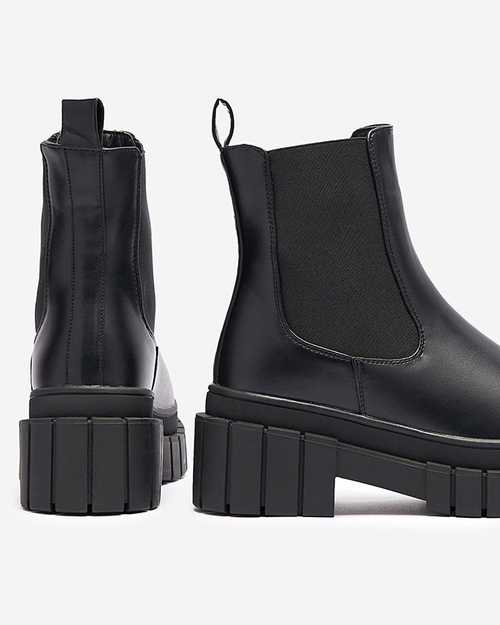 OUTLET Чорні жіночі черевики на товстій підошві Fazzati-Footwear