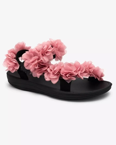 Royalfashion Růžové dámské sandály s květinami Alferroy