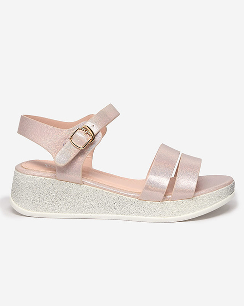 Рожеві жіночі босоніжки з голографічним ефектом від Maveos - Footwear
