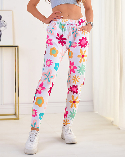 Royalfashion Dámské kalhoty z květované látky