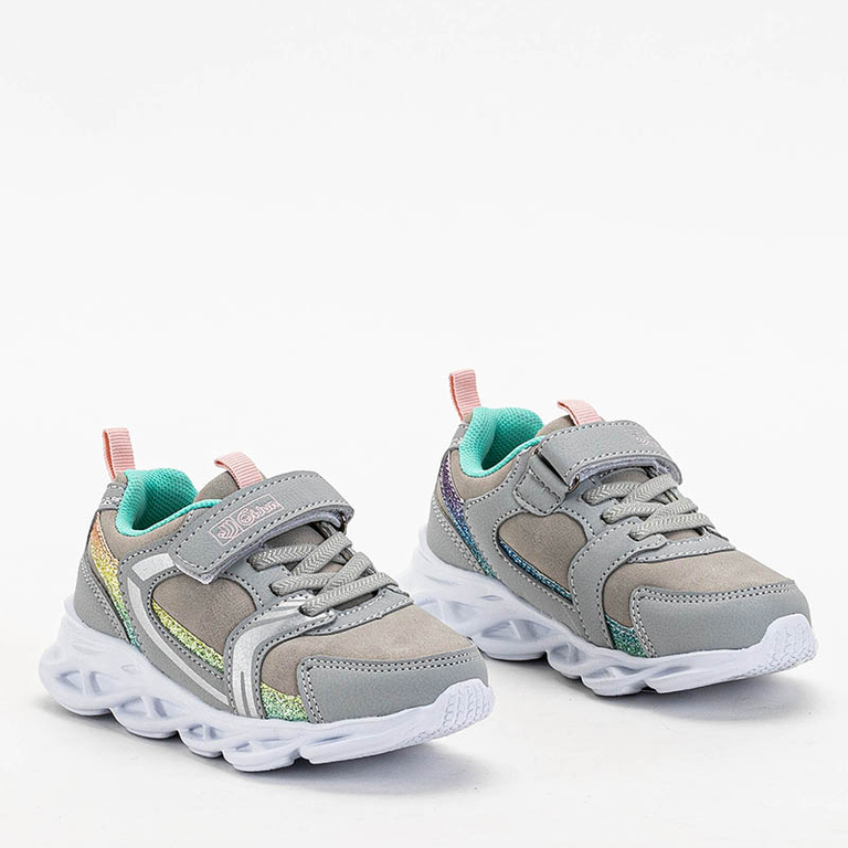 Šedá a mint dívčí sportovní obuv Bomiksu - Obuv