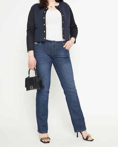 Dámské rovné džíny v tmavě modré PLUS SIZE - Oblečení