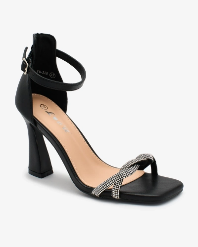 Royalfashion Černé dámské sandály Sparkle Step se zirkony