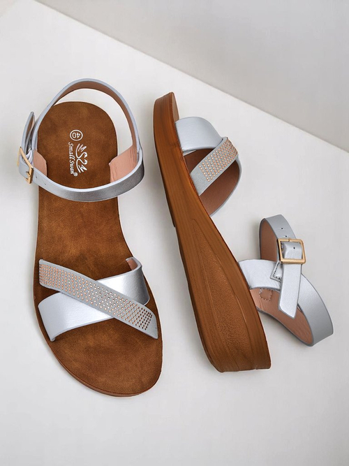 Royalfashion Жіночі босоніжки на танкетці з стразами Allona