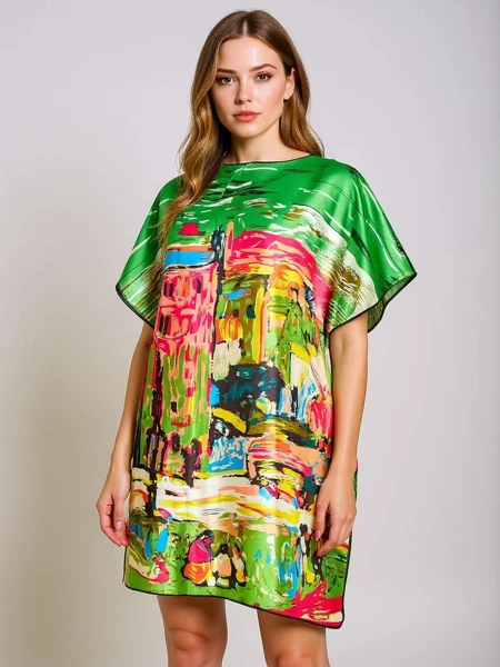 Pareo Athenia Verde by Royalfashion – barevné polyesterové šaty ke kolenům