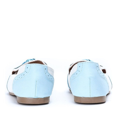 Błękitno-ecru mokasyny stylizowane- Obuwie