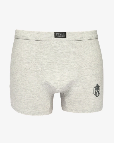 Royalfashion Světle šedé pánské boxerky s nášivkou