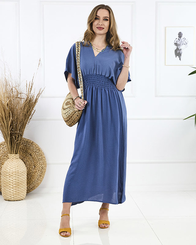 Modré dámské midi šaty PLUS SIZE- Oblečení