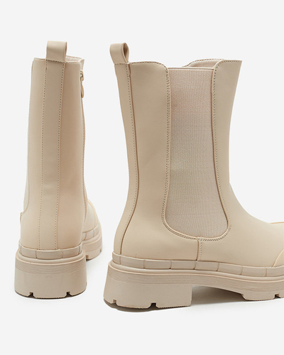 Бежеві матові жіночі високі черевики Namrid- Взуття