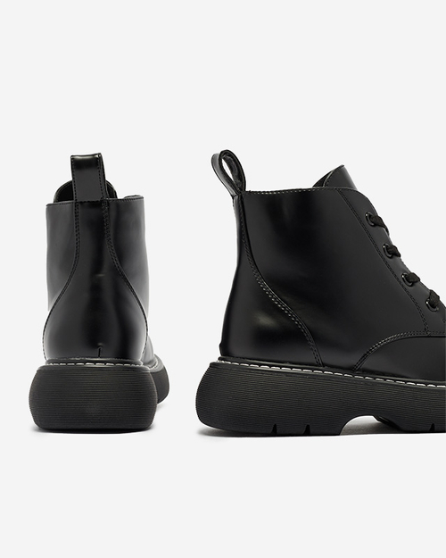 Чорні жіночі черевики з екошкіри на суцільній підошві Tarrafa - Взуття