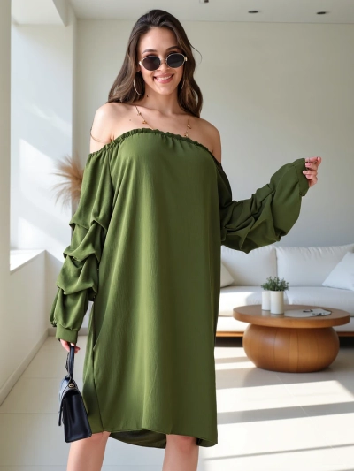 Royalfashion Гладка жіноча сукня, натхнена іспанським стилем з воланами