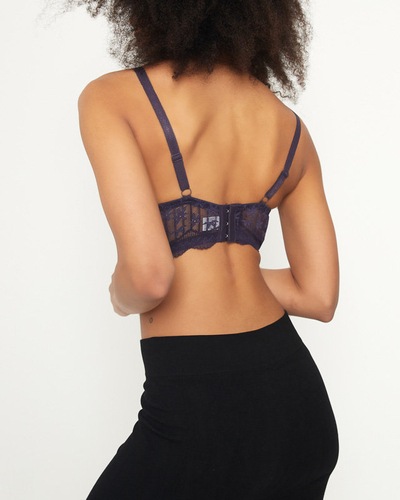 Dámská růžová podprsenka s tmavě fialovou krajkou - Spodní prádlo