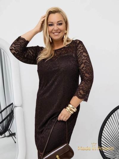 Dámské krajkové midi šaty s 3/4 rukávy Elegant Star