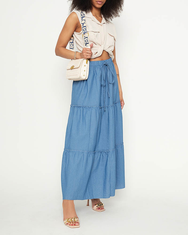 Světle modrá dámská midi sukně - Oblečení