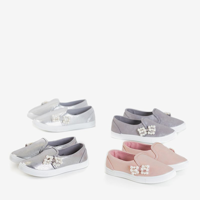 Světle růžové dětské tenisky s mašlí Malasita - Obuv