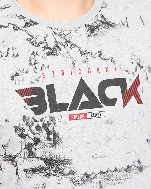 Сіра чоловіча футболка з принтом - Одяг