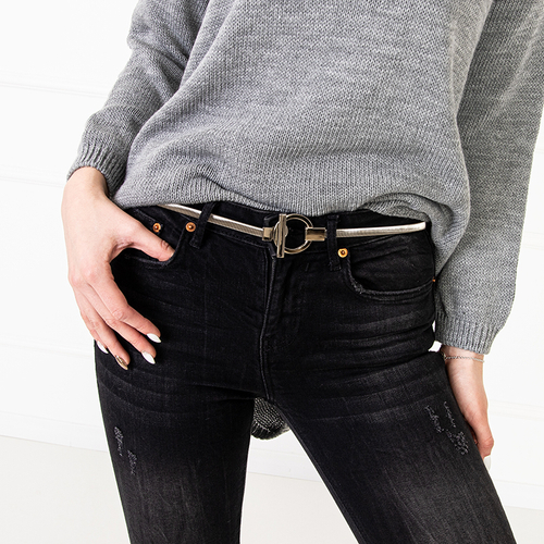 Жіночий ремінь в срібному кольорі