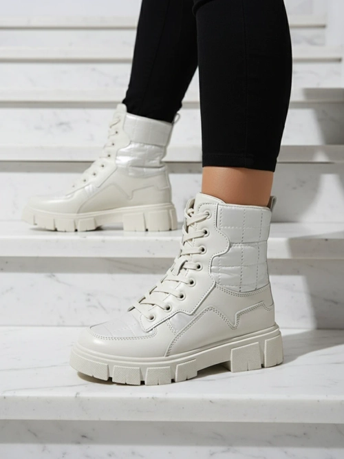 Calista Жіноче Взуття Модні Плоскі Черевики Кремові