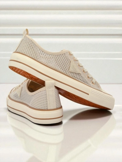 Aurelia Beige - dámské textilní tenisky na ploché podrážce 3 cm