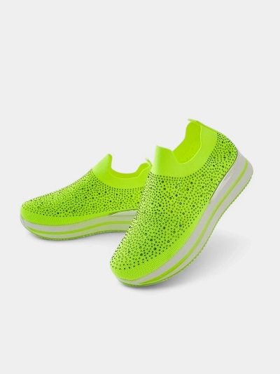 Royalfashion Dámské slip-on sportovní boty z textilu s kamínky Adeq