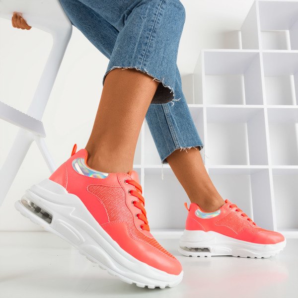 Dámské sportovní tenisky Neon oranžové s holografickými vložkami Piules - Obuv 1
