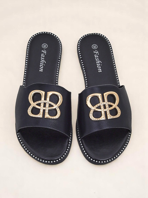 Royalfashion Жіночі шльопанці на плоскій підошві Aura Gold