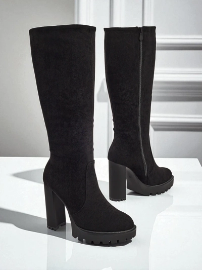 Dámské kozačky eko semišové na sloupku GaleNest