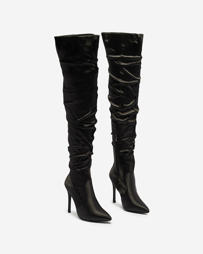 Černé dámské kozačky na vysokém podpatku Humico - Obuv