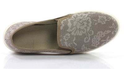 Szare sportowe tenisówki slip on w kwiaty Borona - Obuwie