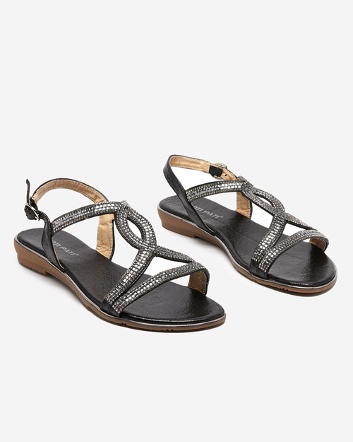 Жіночі чорні босоніжки з фіанітом Iddo- Footwear
