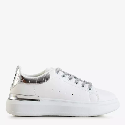 OUTLET Bílé a stříbrné dámské sportovní boty Pamelia - Oblečení