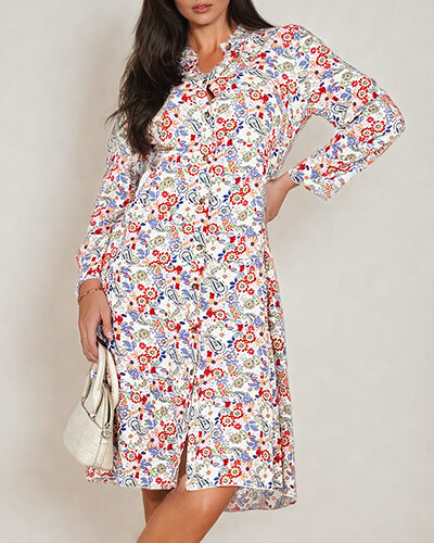 Royalfashion Dámské midi vzorované šaty