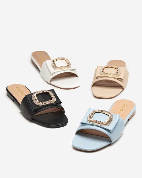 Сині жіночі шльопанці з прикрасою з фіанітів Iteria