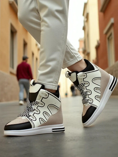 Royalfashion Vysoké sportovní boty pro ženy s skrytým klínem Oblaffi
