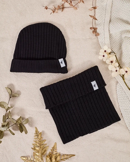 RoyalFashion Universal Winter Set - бобровая шапка з трубчастим шарфом