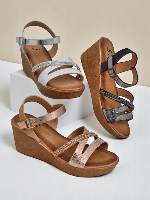 Royalfashion Жіночі в'єтнамки на підборах з стразами та блиском Eclat