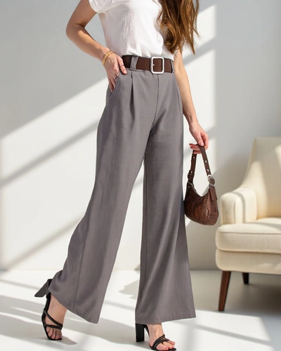 Royalfashion Široké dámské kalhoty s páskem