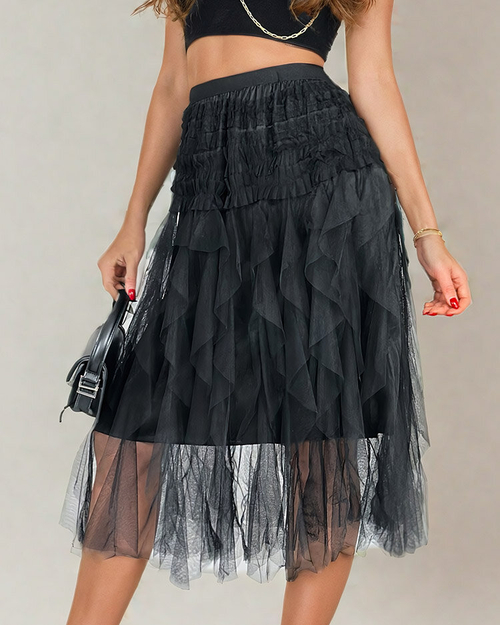 Жіноча двошарова спідниця міді Royalfashion