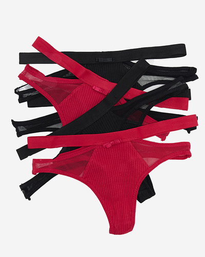 Одноколірний комплект жіночих стрінгів з вирізами 5/уп- Нижня білизна