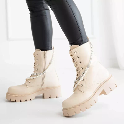 OUTLET Кремові жіночі сумки з ланцюжком і перлами Agsiva - Взуття