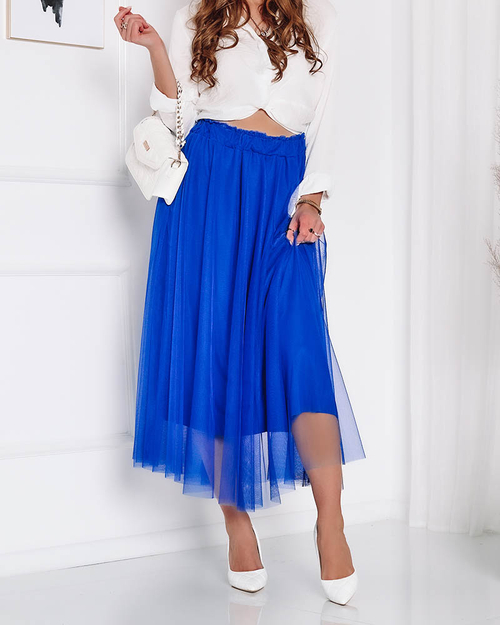 Жіноча двошарова спідниця міді кобальтового кольору - Одяг