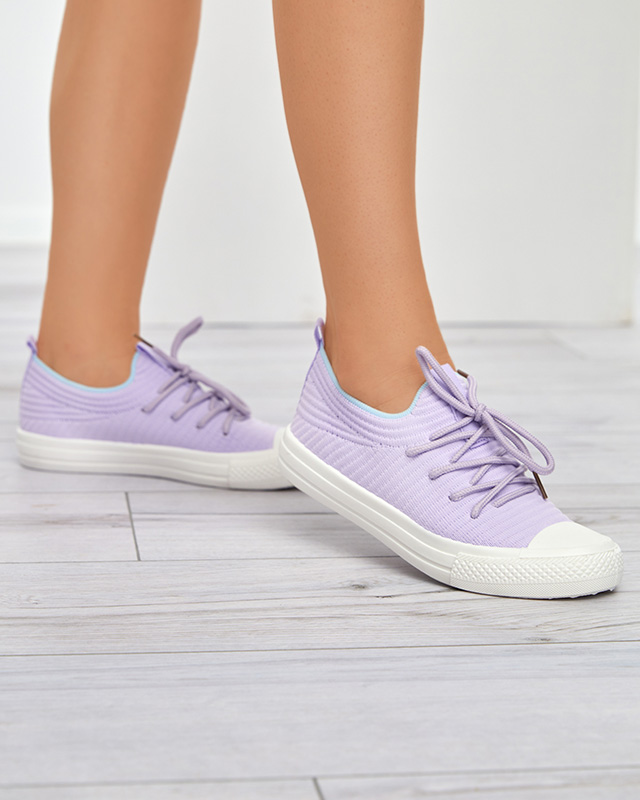 Fialové dámské žebrované tenisky od Manfer - Footwear