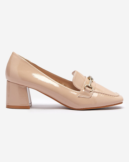 Лаковані жіночі туфлі-мокасини кольору nude Welmok- Взуття