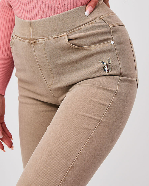 Royalfashion Сині жіночі штани-теггінг з нашивкою