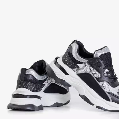 OUTLET Černá dámská sportovní obuv s ražbou hadí kůže Feliks - Footwear