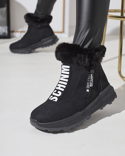 OUTLET Чорні жіночі утеплені черевики з хутром Scherr- Footwear