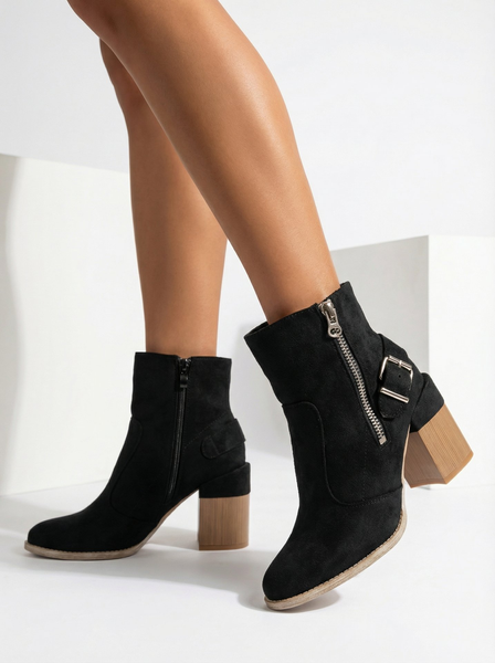 Royalfashion Černé dámské boty na vysokém jehlovém podpatku z ekokůže Acimra